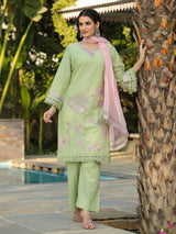 Pista green cotton silk pakistani style festive palazzo set