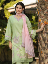 Pista green cotton silk pakistani style festive palazzo set