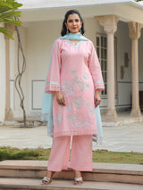 Pink cotton silk pakistani style festive palazzo set