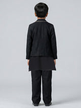 Black silk festive wear boys waistcoat set