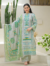 Light grey silk printed festive palazzo set with dupatta