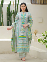 Light grey silk printed festive palazzo set with dupatta