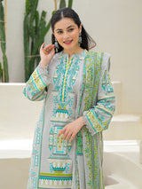 Light grey silk printed festive palazzo set with dupatta