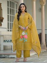 Mehendi olive tissue silk festive palazzo set with dupatta
