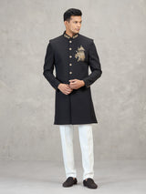 Black terry rayon reception ready indowestern ensemble