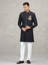 Black terry rayon reception ready indowestern ensemble