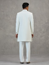 White terry rayon elegant wedding indowestern ensemble