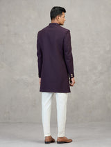 Wine jute elephant brooch occasion wear indowestern set