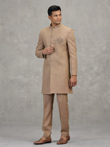 Gold jute elephant motif luxurious wedding indowestern set