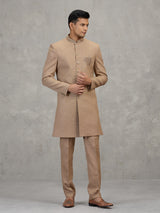 Gold jute elephant motif luxurious wedding indowestern set