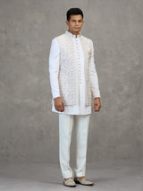 Off white indowestern set for men wedding wear