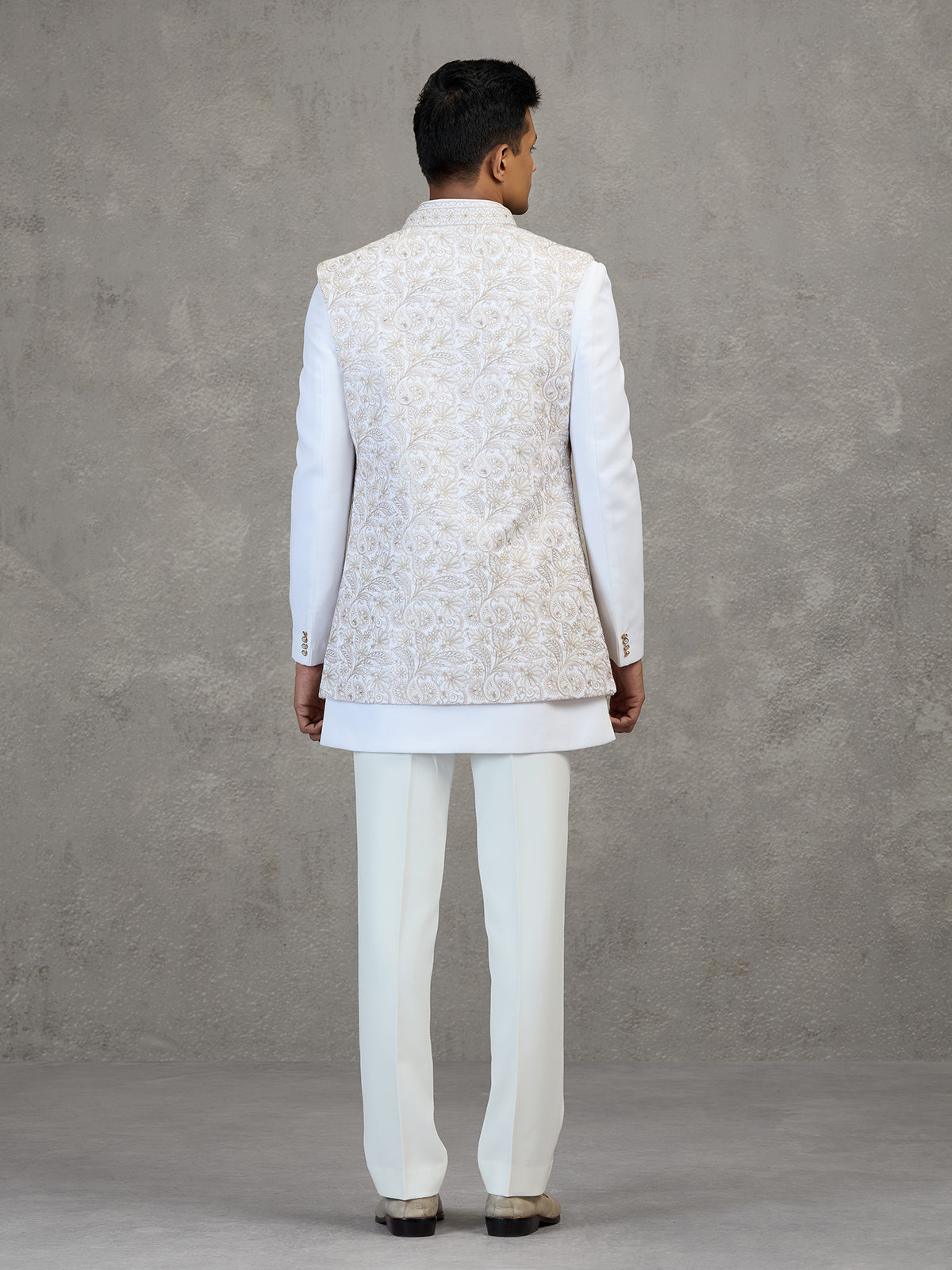 Off white indowestern set for men wedding wear