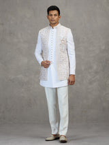 Off white indowestern set for men wedding wear