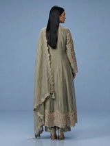 Pista green chiffon anarkali zardosi work festive suit