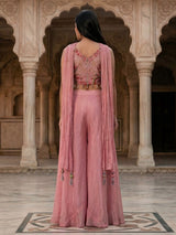 Onion pink crepe silk mirror and aabla festive palazzo suit