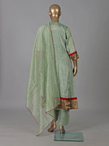 Pista green silk yoke style festive salwar suit