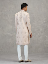 Light peach satin silk sherwani for men wedding wear