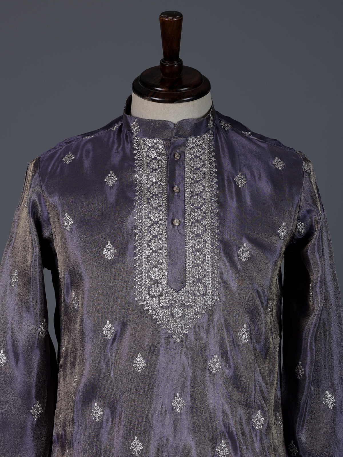 Pastel purple silk resham sequins festive kurta suit