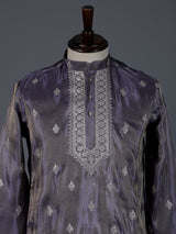 Pastel purple silk resham sequins festive kurta suit