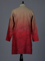 Red olive shaded cotton aabla thread festive kurta suit