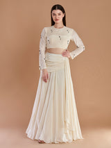 Ivory chanderi silk designer festive lehenga attire for women