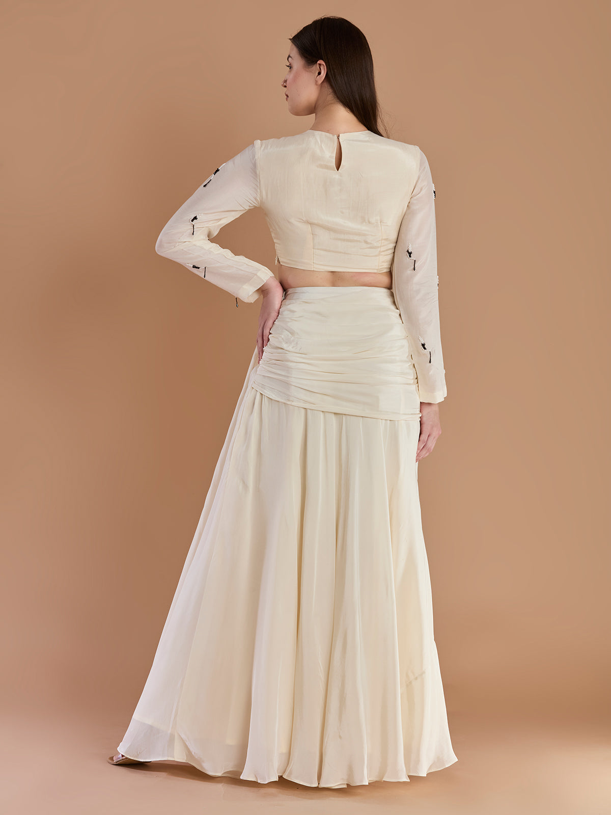 Ivory chanderi silk designer festive lehenga attire for women