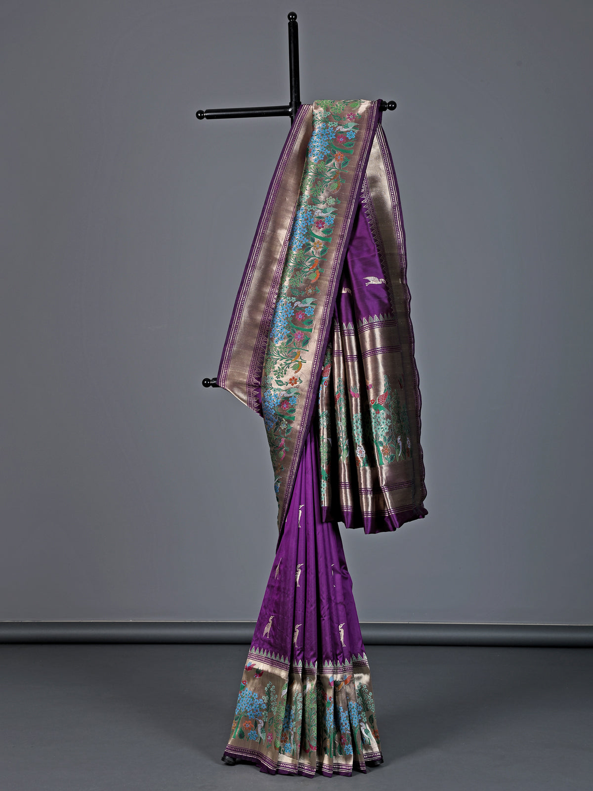 Deep purple pure banarasi silk zari pallu festive saree