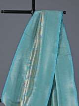Aqua blue pure banarasi silk zari border festive saree