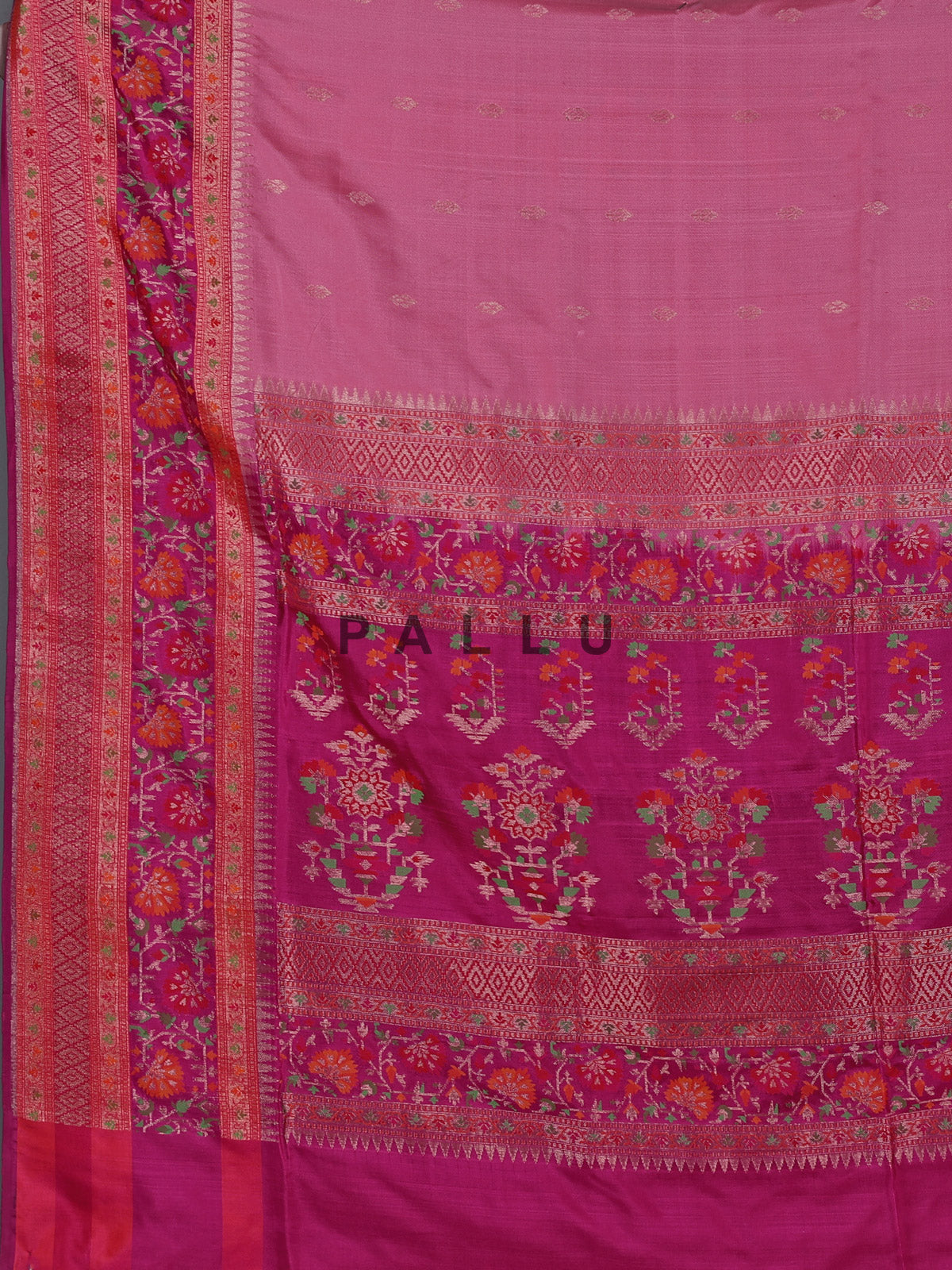 Rani pink pure banarasi silk dual tone festive saree