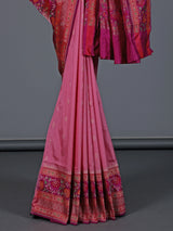 Rani pink pure banarasi silk dual tone festive saree