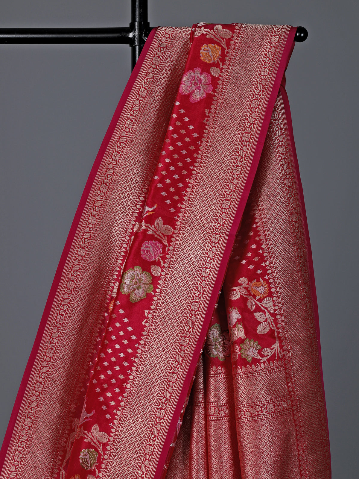 Red pure banarasi silk zari woven wedding festive saree