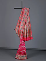 Vibrant rani pink pure banarasi silk grand festive saree