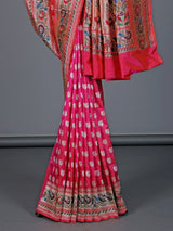 Vibrant rani pink pure banarasi silk grand festive saree