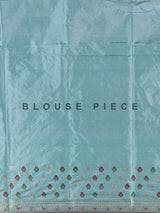 Light blue pure banarasi silk floral motif festive saree