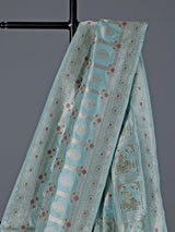Light blue pure banarasi silk floral motif festive saree