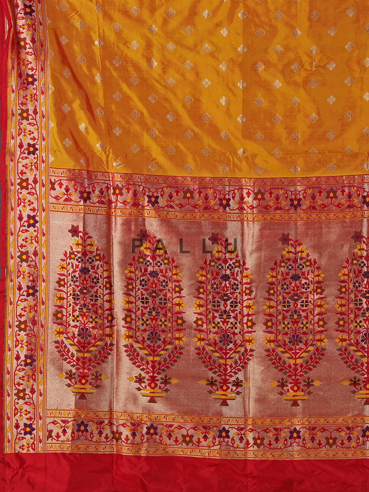 Mustard yellow pure banarasi silk zari festive saree