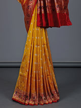 Mustard yellow pure banarasi silk zari festive saree