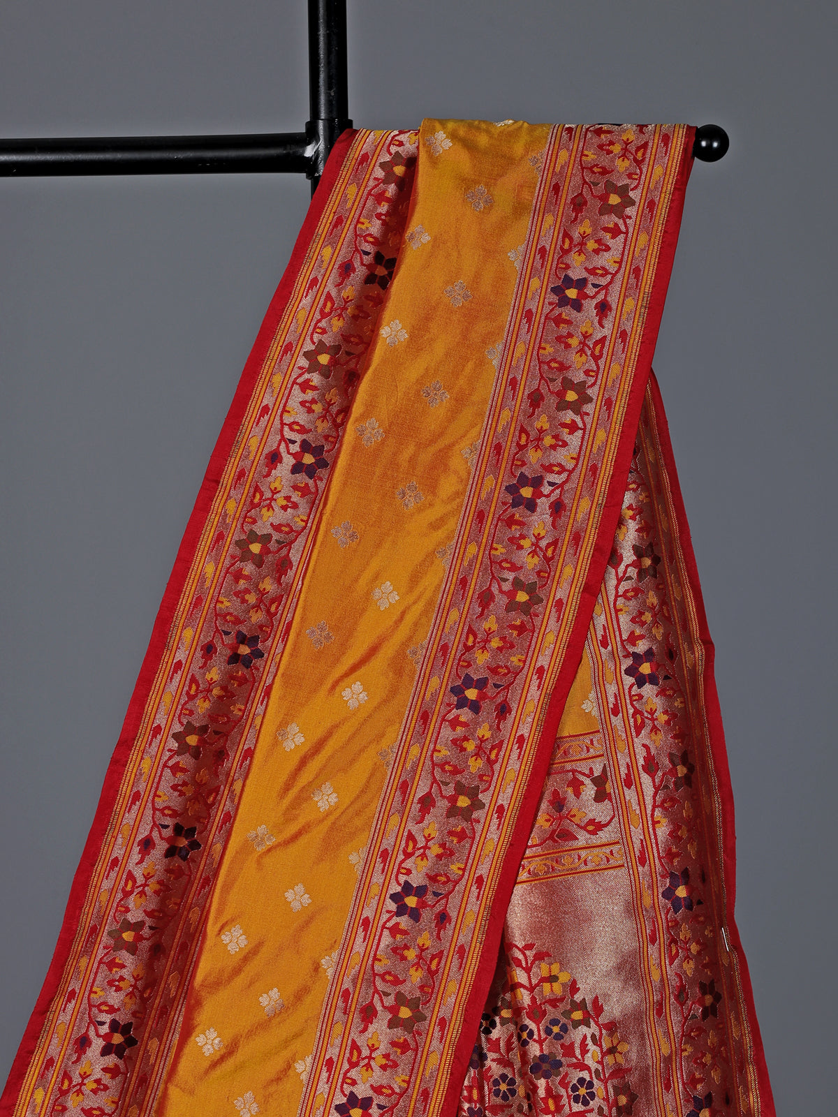 Mustard yellow pure banarasi silk zari festive saree