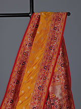 Mustard yellow pure banarasi silk zari festive saree