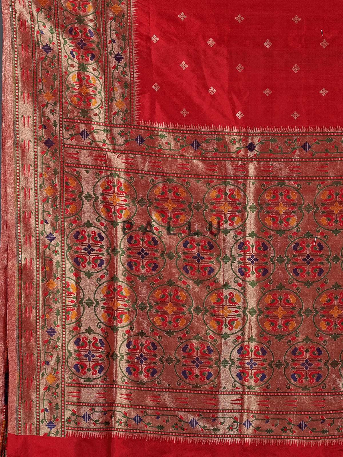 Red pure banarasi silk traditional zari festive saree