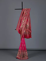 Rani pink pure banarasi silk paisley motif festive saree