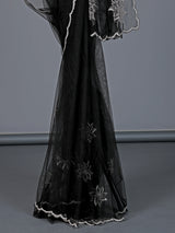 Black net cutdana embellished party wear saree