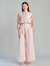 Elegant peach silk indo western designer co ord set