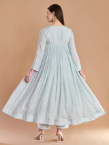 Graceful blue georgette anarkali festive wear with dupatta