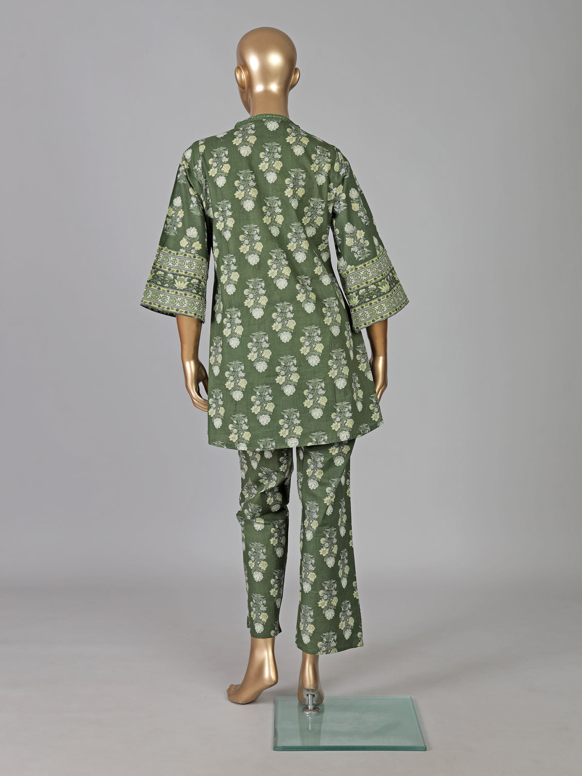 Mehendi green cotton floral printed casual co ord set