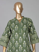 Mehendi green cotton floral printed casual co ord set