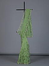 Pista green tissue organza mehendi special saree