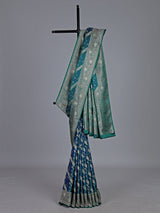Peacock blue pure banarasi silk zari saree