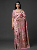 Pink pure banarasi silk saree for wedding wear
