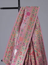 Pink pure banarasi silk saree for wedding wear